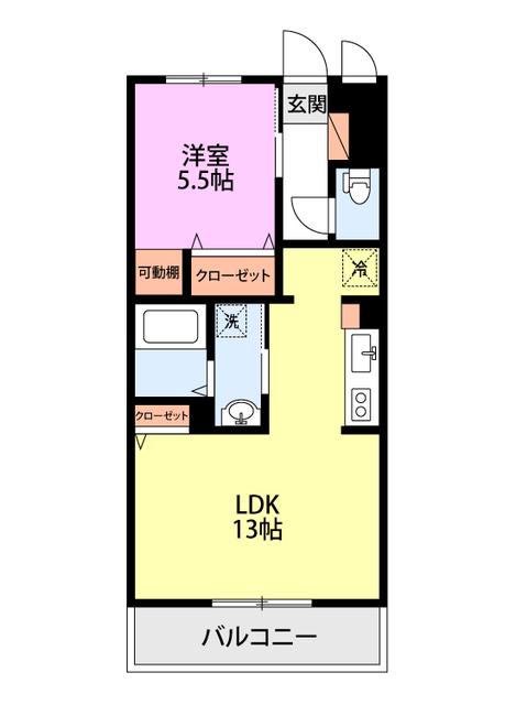 レジデンスガーデン(1LDK/1階)の間取り写真