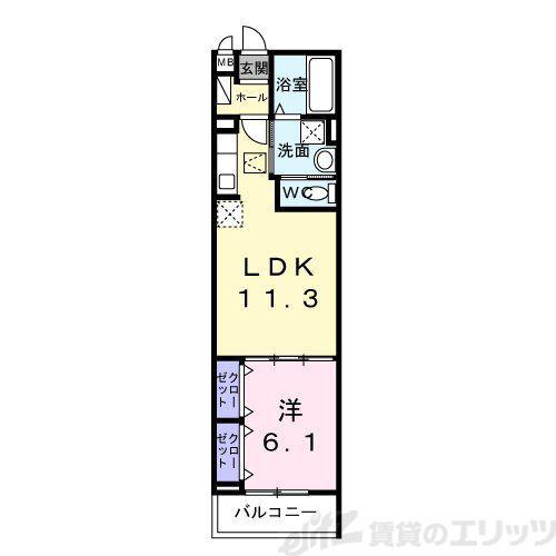 ジーアンビエンス(1LDK/2階)の間取り写真