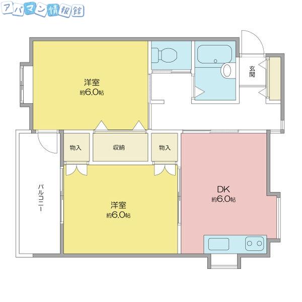 アビタス新和(2DK/1階)の間取り写真