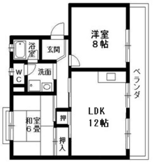 栗東ハイツ(2LDK/3階)の間取り写真