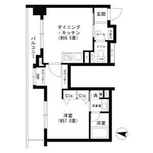 クリオ文京小石川(1DK/15階)の間取り写真