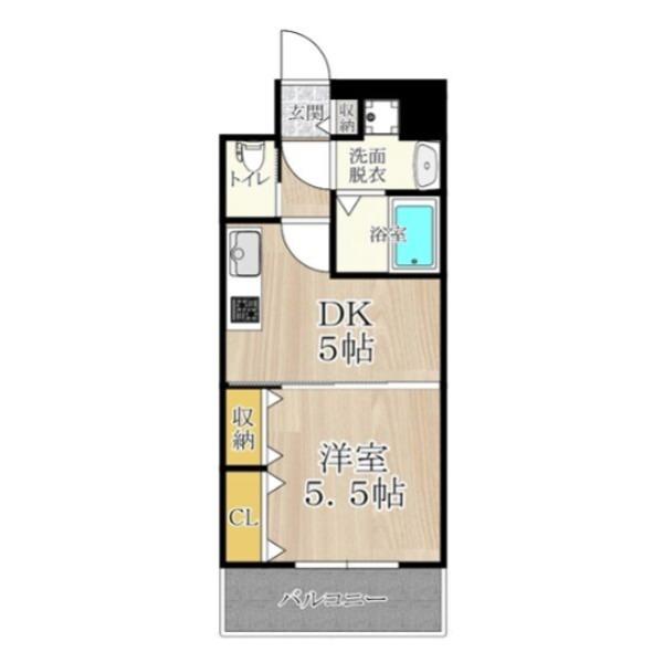 CITYSPIRE鶴見(1DK/8階)の間取り写真