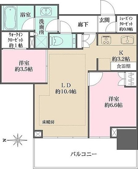 大崎ステーションレジデンス(2LDK/29階)の間取り写真
