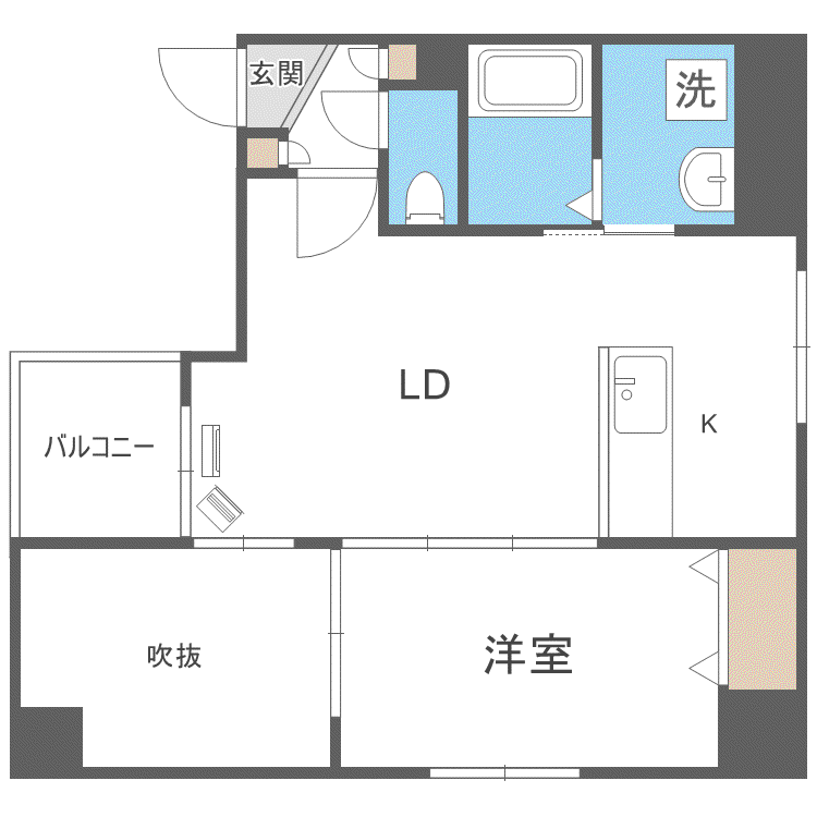 円山シャトー桂和医大前(1LDK/4階)の間取り写真