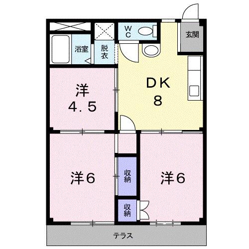 メゾンボヌール(3DK/2階)の間取り写真