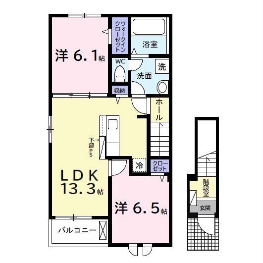 グレイス(2LDK/2階)の間取り写真