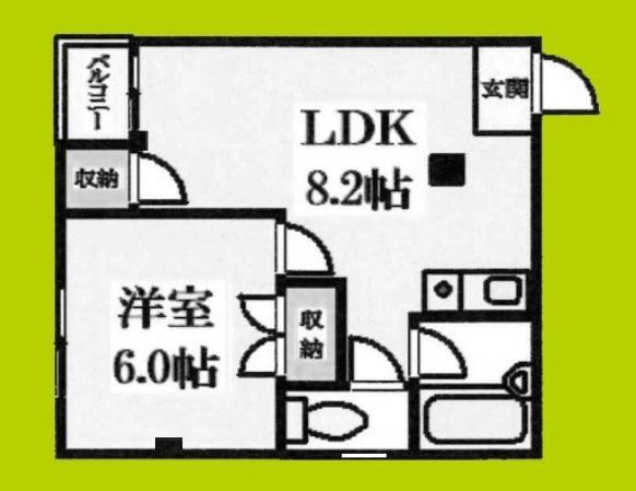 おしゃれ館新森(1LDK/4階)の間取り写真