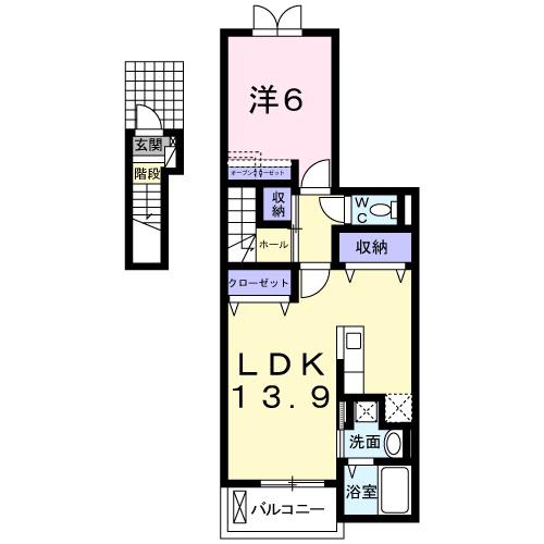 ベル・コリーヌI(1LDK/2階)の間取り写真