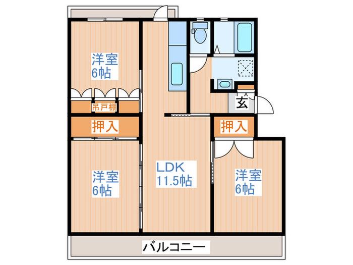 カーサ里の杜(3LDK/2階)の間取り写真