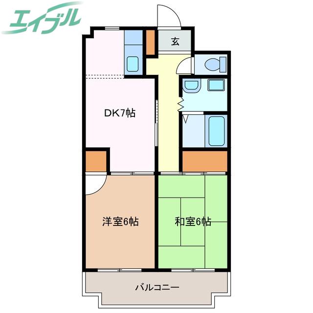 ロイヤルマンションHAMADA(2DK/4階)の間取り写真
