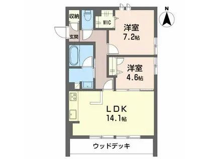 ロンサール・ブラン(2LDK/1階)の間取り写真