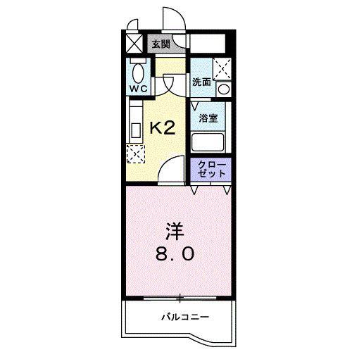 エアリーストリート(1K/8階)の間取り写真