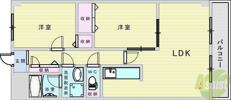 リュイール千里(2LDK/4階)の間取り写真