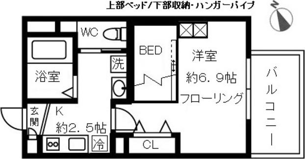 テルトルルージュIII(1K/2階)の間取り写真
