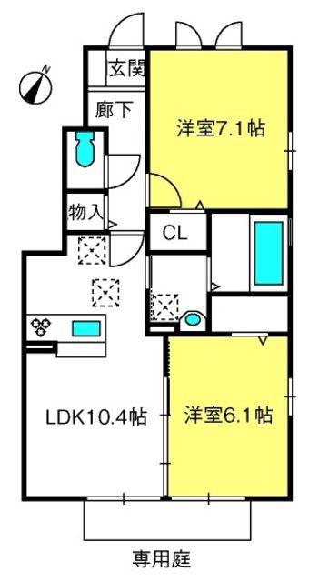 DANDELION B(2LDK/1階)の間取り写真