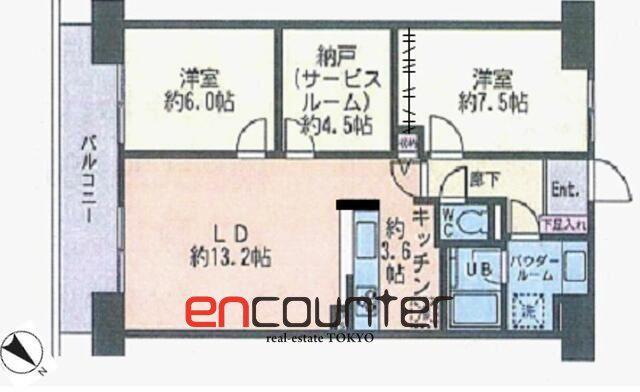 ドゥーエ南長崎(2SLDK/11階)の間取り写真