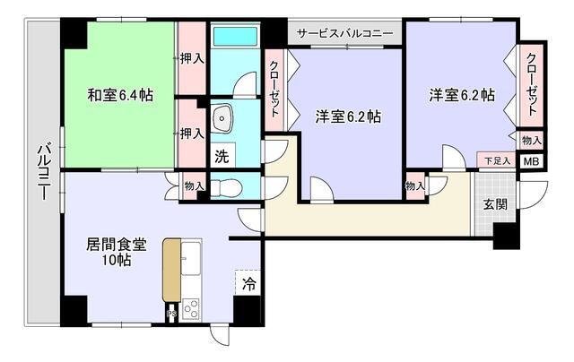 マルソ松が谷(3LDK/8階)の間取り写真