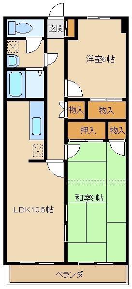 レユスイール向原(2LDK/1階)の間取り写真