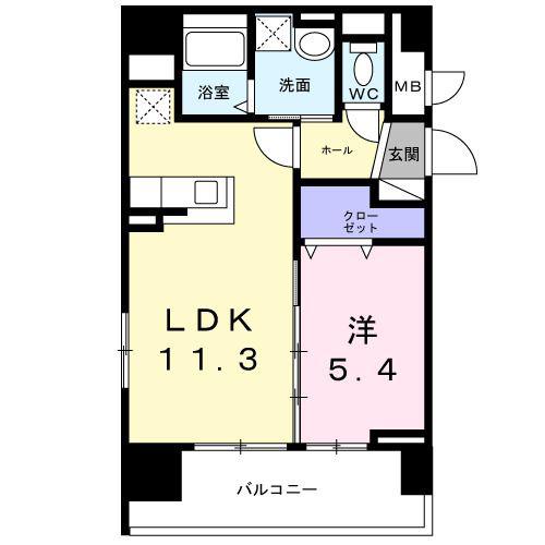 リバーサイドクローバー(1LDK/4階)の間取り写真