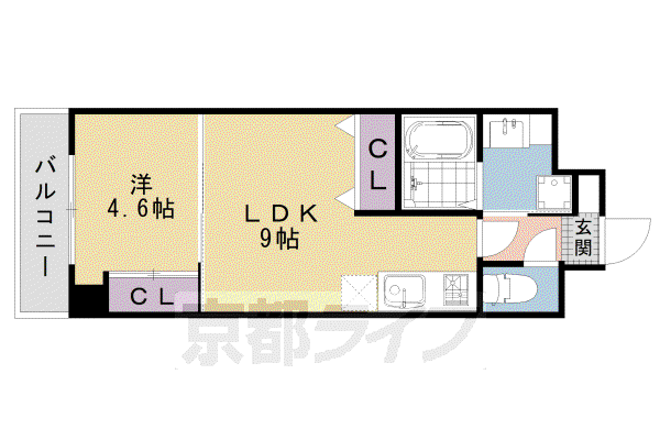 ビクトワール西大路御池(1LDK/2階)の間取り写真