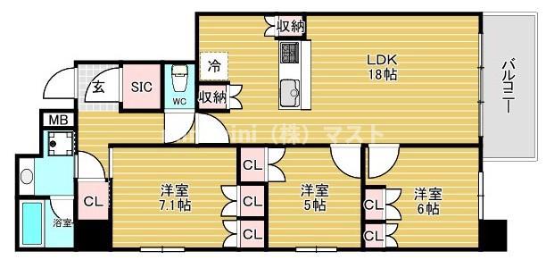 ブランシエスタ上本町(3LDK/2階)の間取り写真