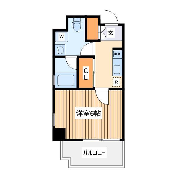 ジーベック川崎2(1K/3階)の間取り写真