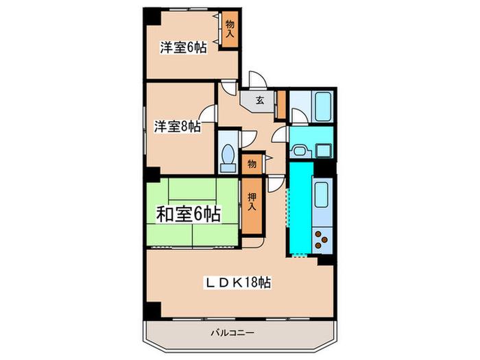 北円山シャトー桂和 (3LDK/4階)の間取り写真
