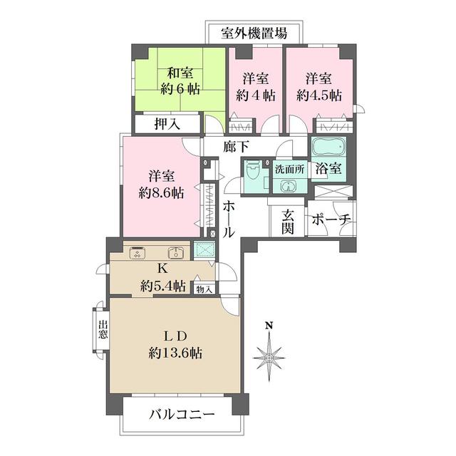 岡本シティハウス(4LDK/3階)の間取り写真
