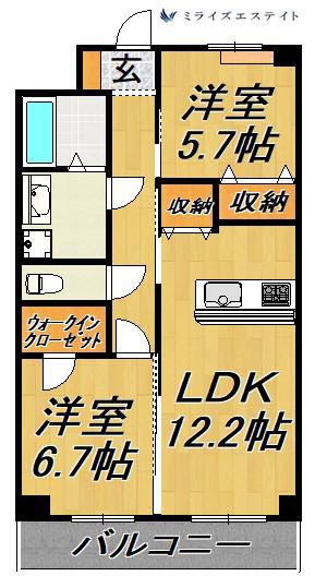 S-FORT鶴舞リアーレ(2LDK/5階)の間取り写真