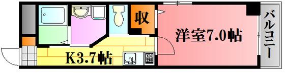 CASA&MICHIROOM戸坂桜上(1K/3階)の間取り写真