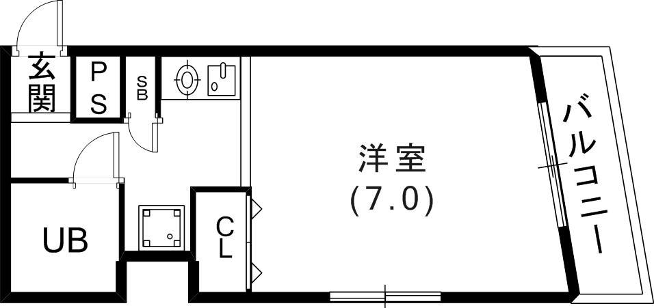 ニューへブン南本町(1K/2階)の間取り写真