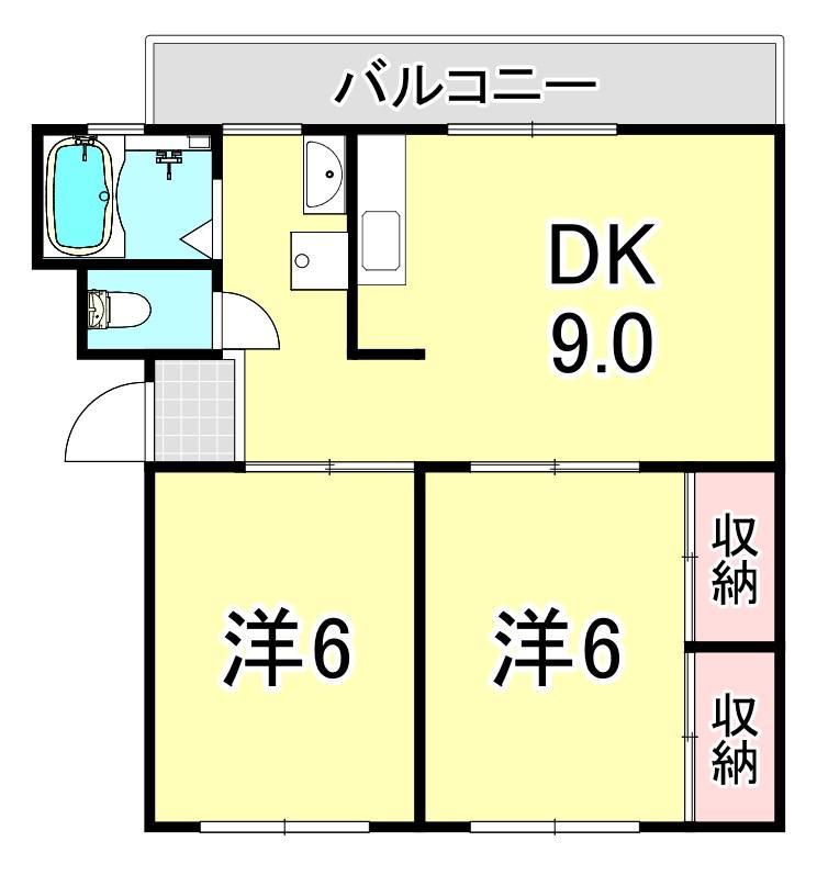 テスラ兵庫(2DK/5階)の間取り写真