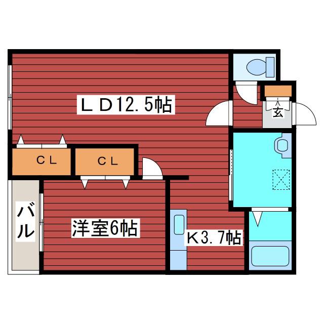 ロイヤルシティ月寒(1LDK/3階)の間取り写真