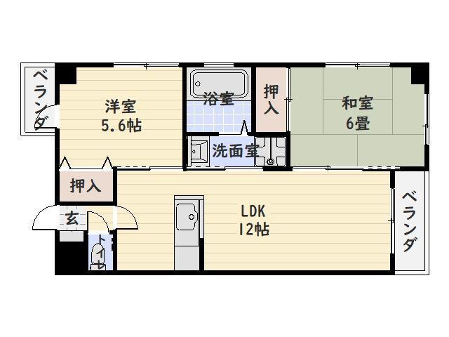GREEN LIFE シンガイ中央ビル(2LDK/2階)の間取り写真