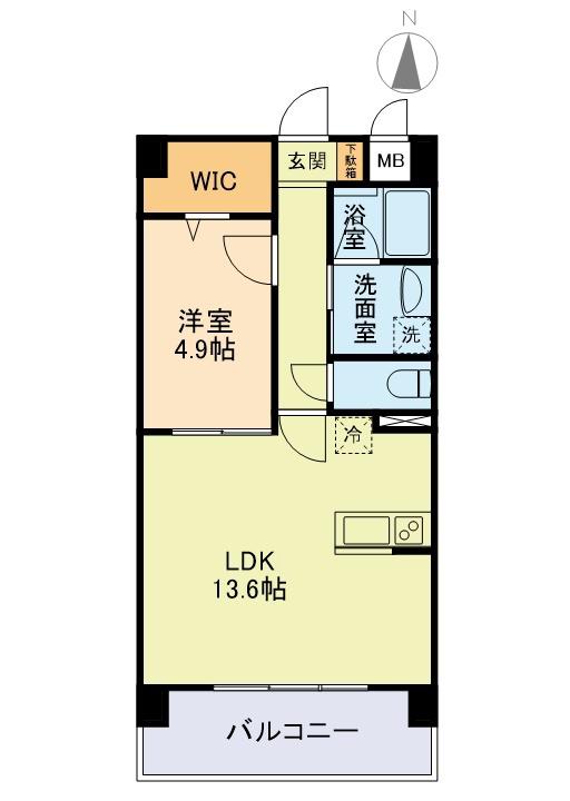 エムズマンション熊本北(1LDK/7階)の間取り写真