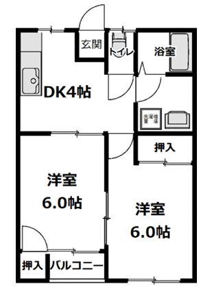 富士ビューティーハイツ(2DK/2階)の間取り写真