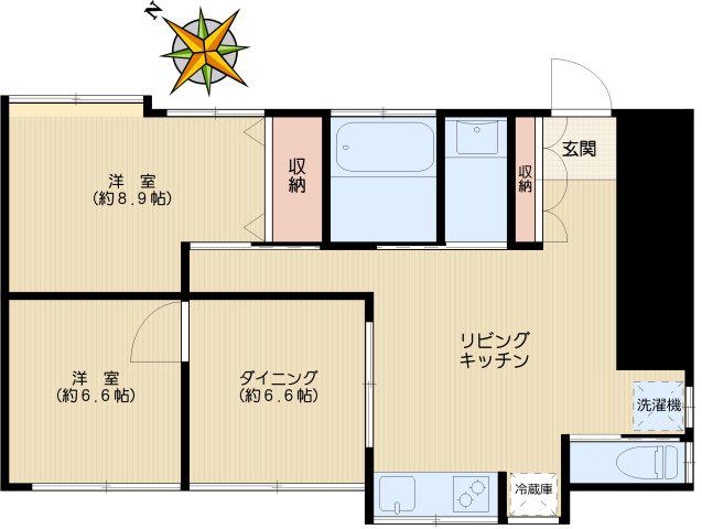 小石川5丁目マンション(2LDK/1階)の間取り写真