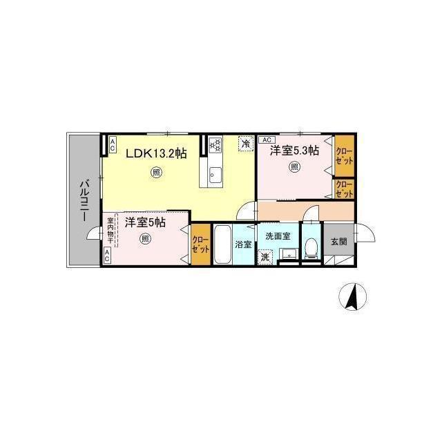 D-ROOM水前寺5丁目(2LDK/2階)の間取り写真
