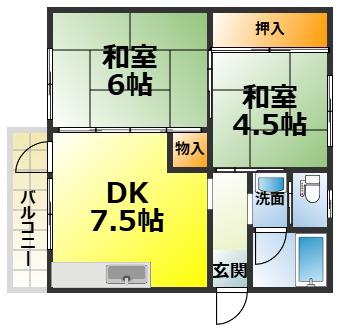 和泉府中ファミリーマンション(2DK/5階)の間取り写真