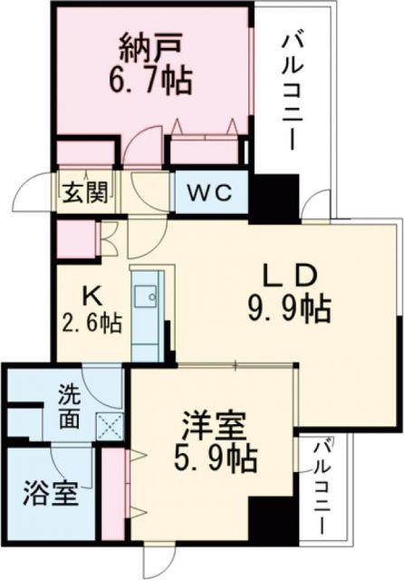 GROOVE堺東レジデンス(2LDK/3階)の間取り写真