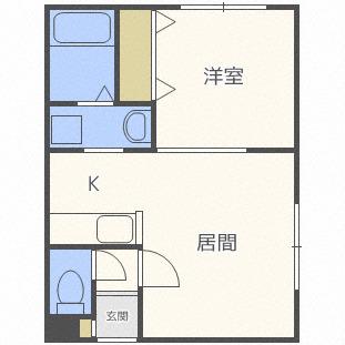 ヴィラ琴似・幸(1LDK/2階)の間取り写真