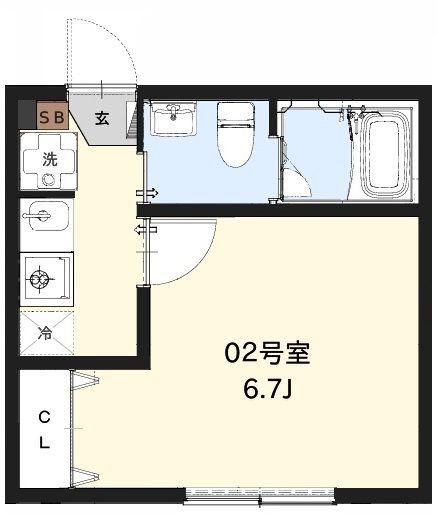 LA PREMIRE(1K/2階)の間取り写真