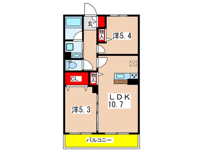 REI COURT(2LDK/1階)の間取り写真