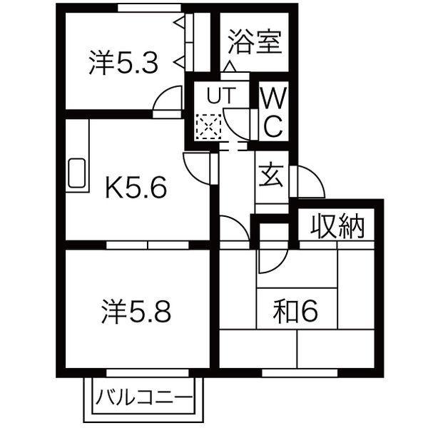 グレース北野 C棟(3K/2階)の間取り写真