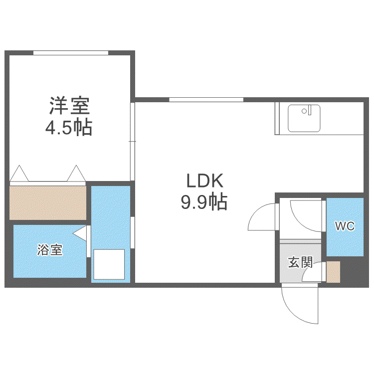 PEERSONS7W10(1LDK/1階)の間取り写真