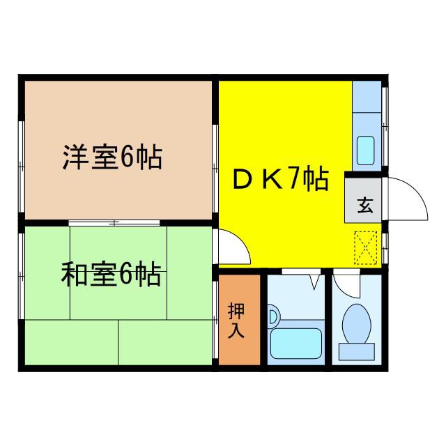 タカギハイツ豊丘A(2DK/2階)の間取り写真
