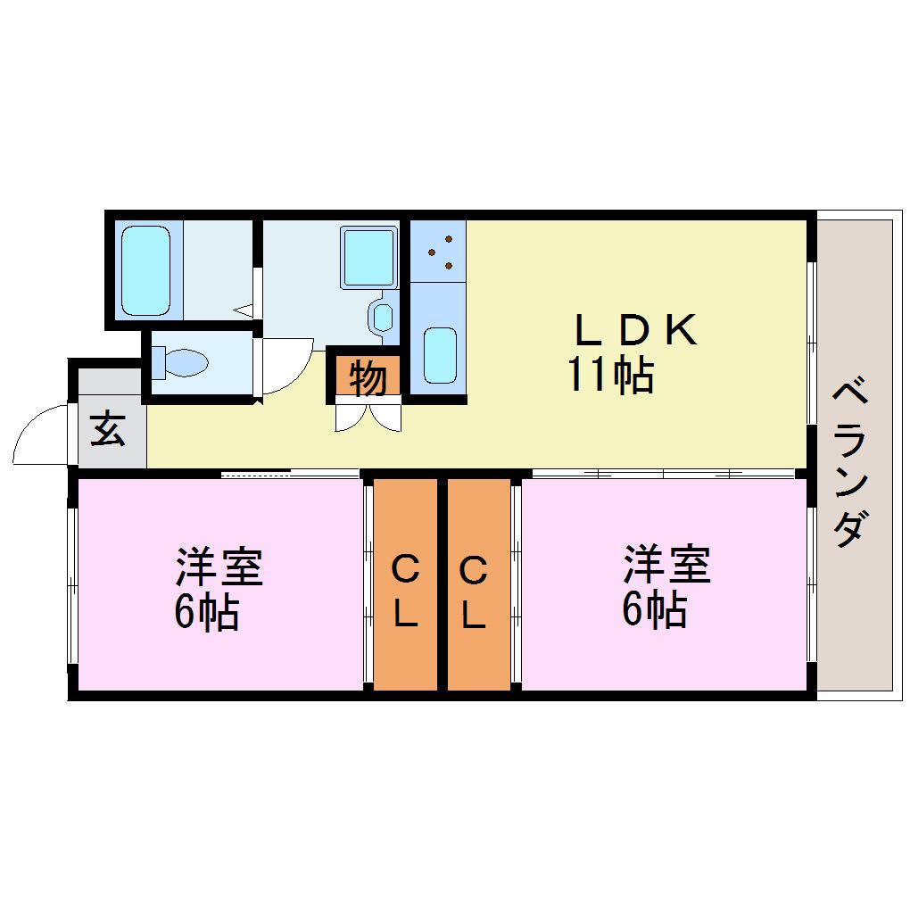 エイテルフラッツ(2LDK/4階)の間取り写真