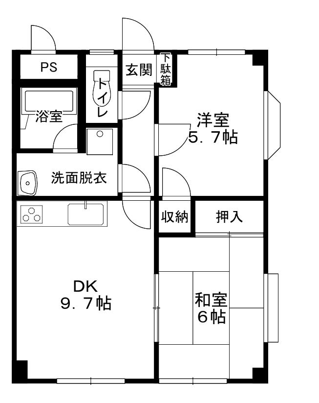 メゾンスコレーI(2DK/2階)の間取り写真