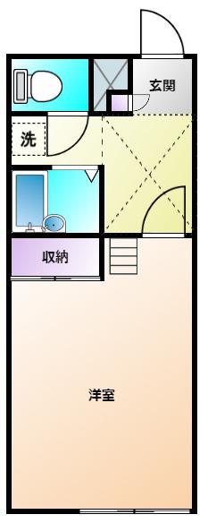 メインシティガーデンエリア(1K/2階)の間取り写真