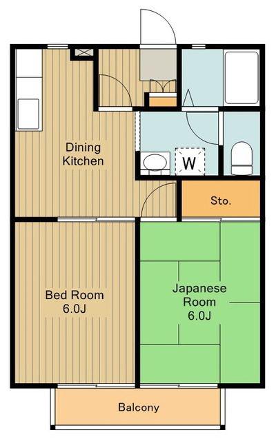 ハイム東町(2DK/1階)の間取り写真